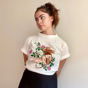 Vintage “Say yes to Jesus” White Tee
